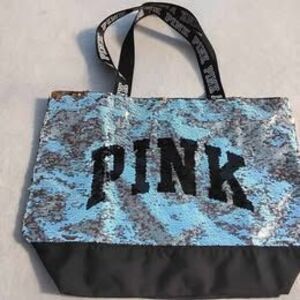 NEW Victoria's Secret PINK Sequin Bling Tote Zip Bag